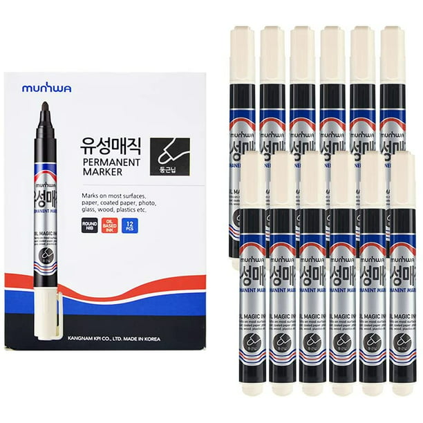 1 Set 12 Colors Dong-a Oil-based Permanent Marker Magic Ink Pen 